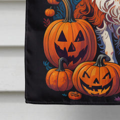 Brittany Spaniel Witchy Halloween House Flag