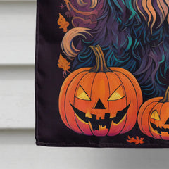 Bearded Collie Witchy Halloween House Flag