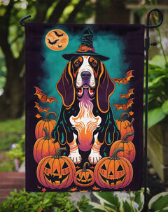 Basset Hound Witchy Halloween Garden Flag